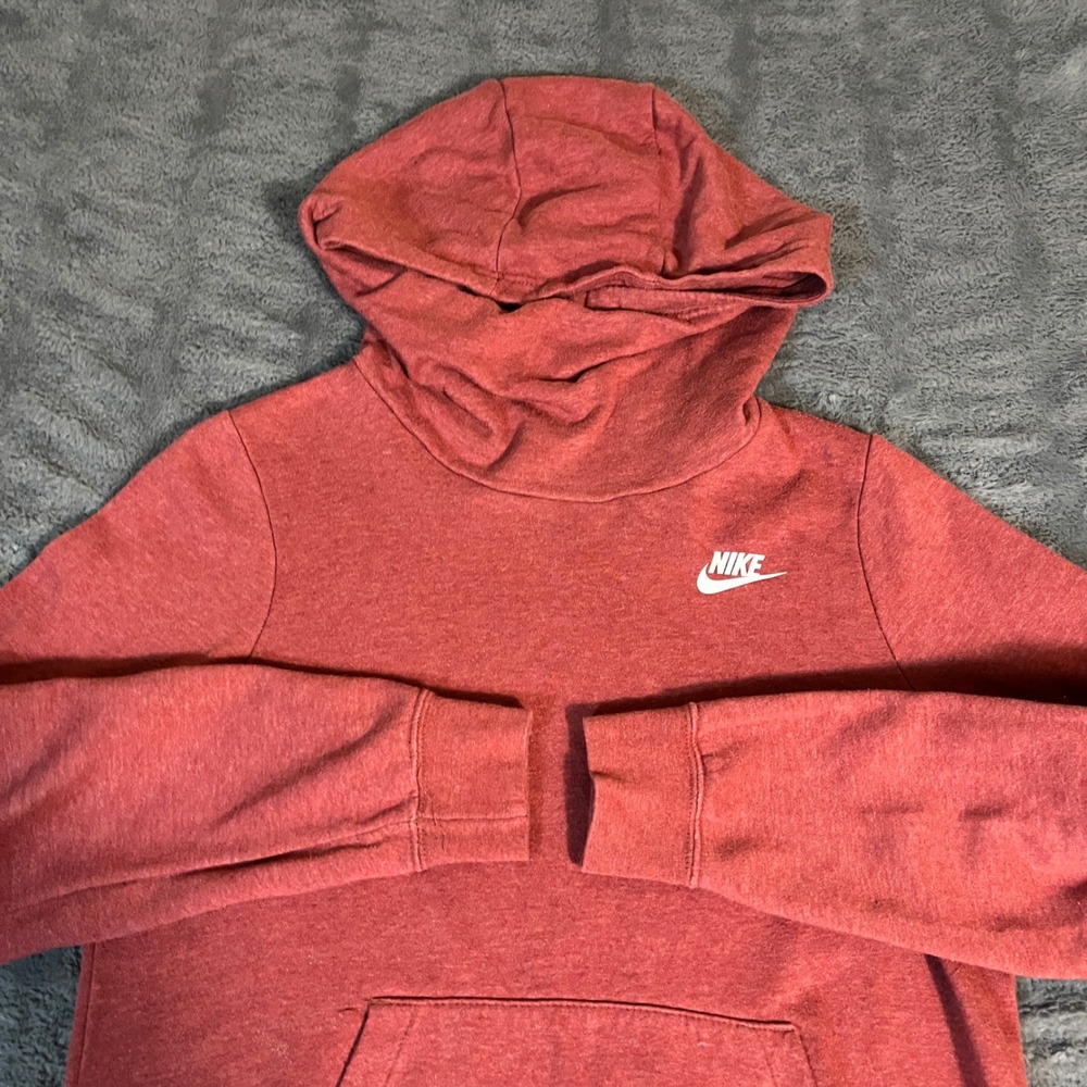 Nike Women XS Red Heathered Cowl Neck Pullover‎ Hoodie Sweatshirt